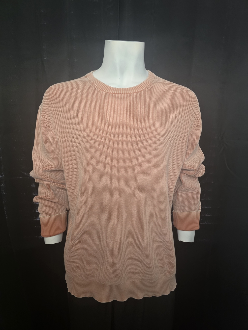 ROWM SZ XXL Crewneck Waffle Knit Sweater - Peach / Salmon